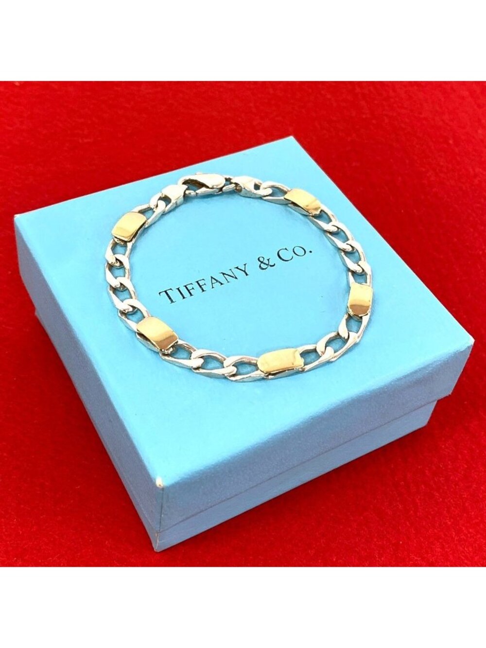 Tiffany & Co Vintage Figaro Chain Bracelet Silver